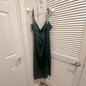 Forrest green midi tie strap dress.